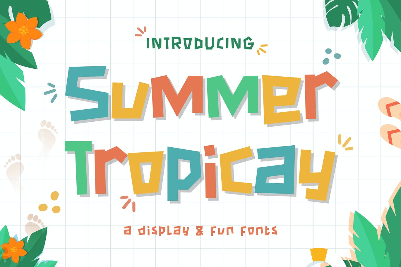 夏季热带彩色无衬线字体
